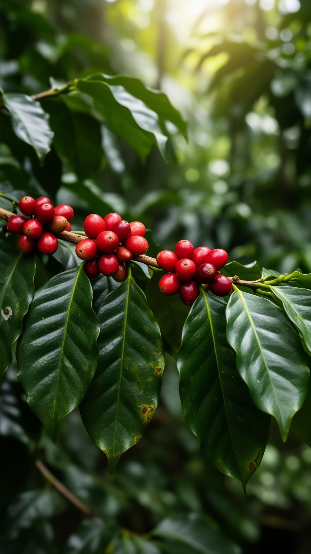 Coffee cherries on the tree