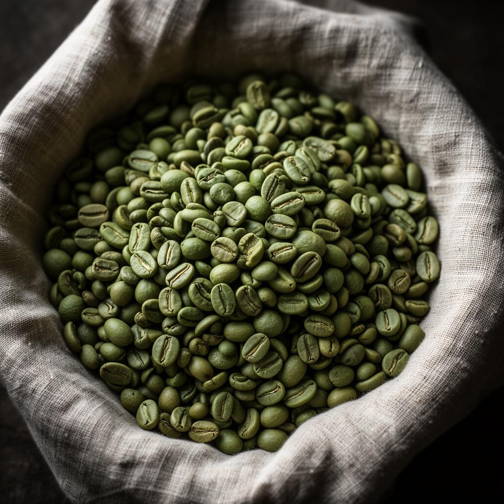 Raw green coffee beans